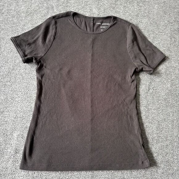 Free Assembly Organic Cotton Large Black Womens Shirt Sleeve T Shirt Stretch - Picture 1 of 5